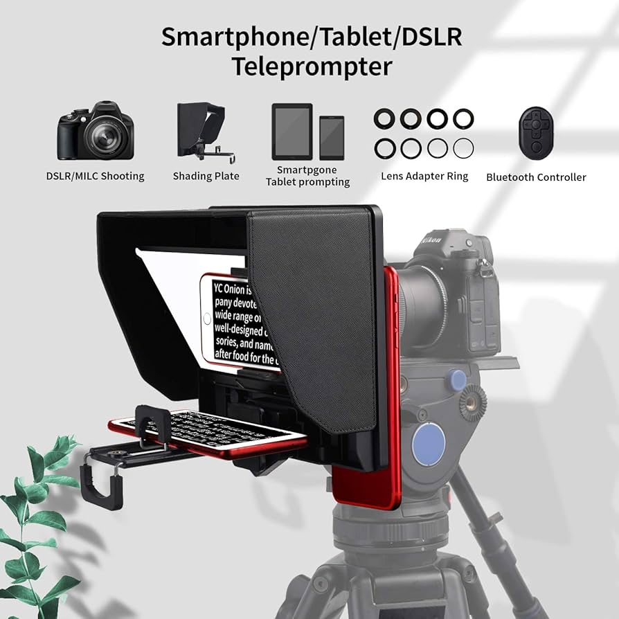YC Onion テレプロンプター タブレット/スマートフォンカメラ用 Android/IOSに対応するアプリ リモコンとレンズアダプターリングポータブルテレ Amazon | YC Onion テレプロンプター タブレット/スマートフォン